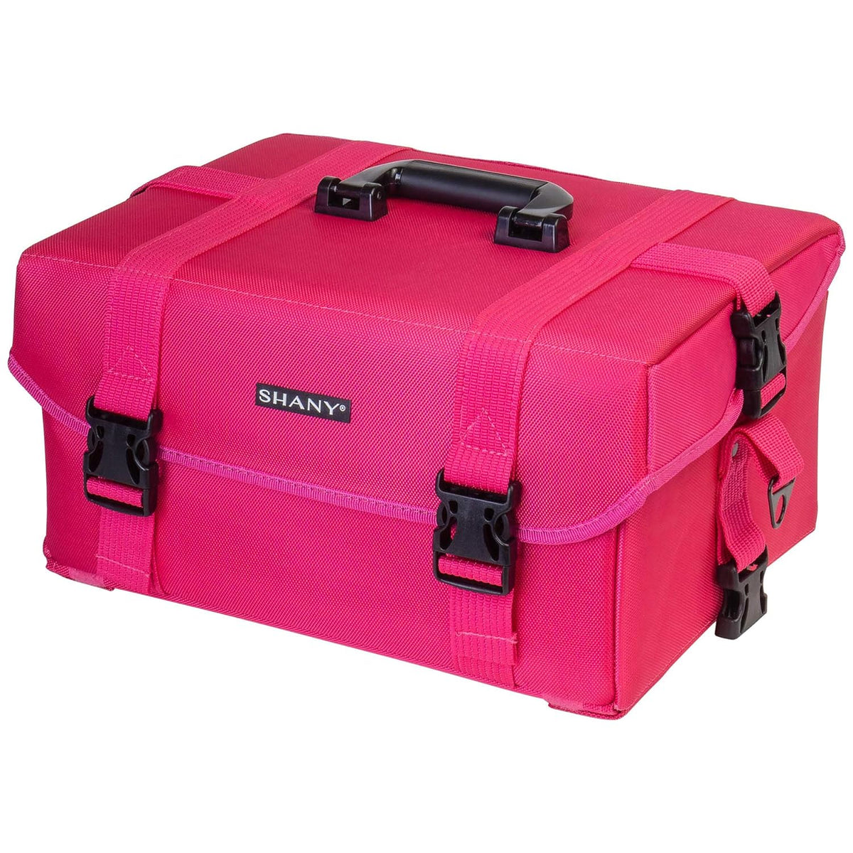 Azabache Black Vinyl Cosmetic Case with Wheels - Make-up Travel Bag