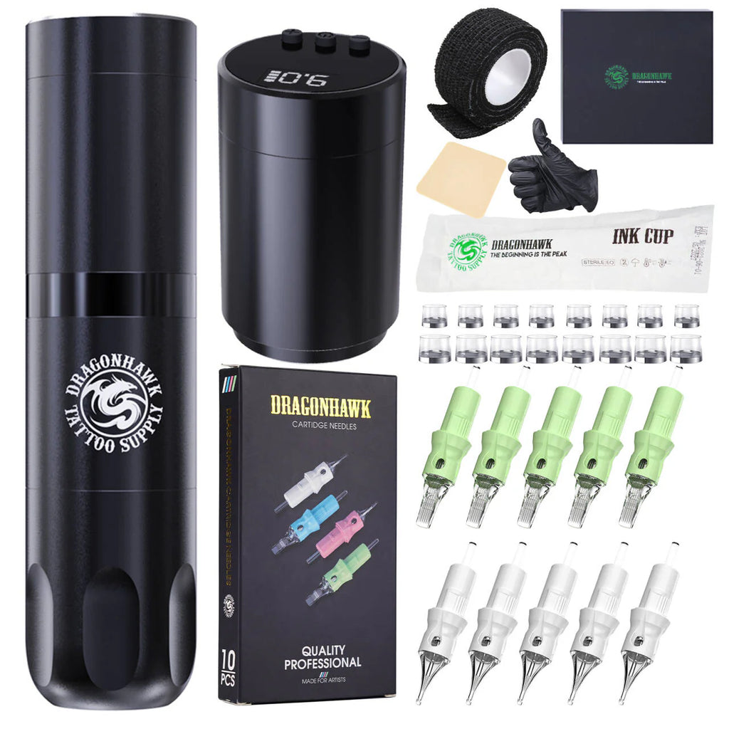 Dragonhawk X3 Wireless Tattage Machine with 2 Replacement Batteries