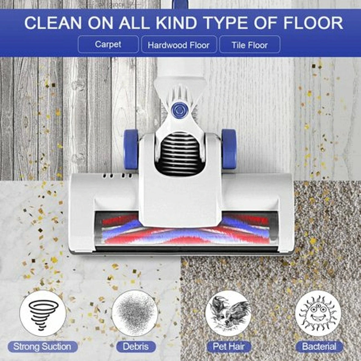 APOSEN Wireless vacuum cleaner 4 in 1 Light, Ideal for Carpets, Hard Flooring and Mascot Hair