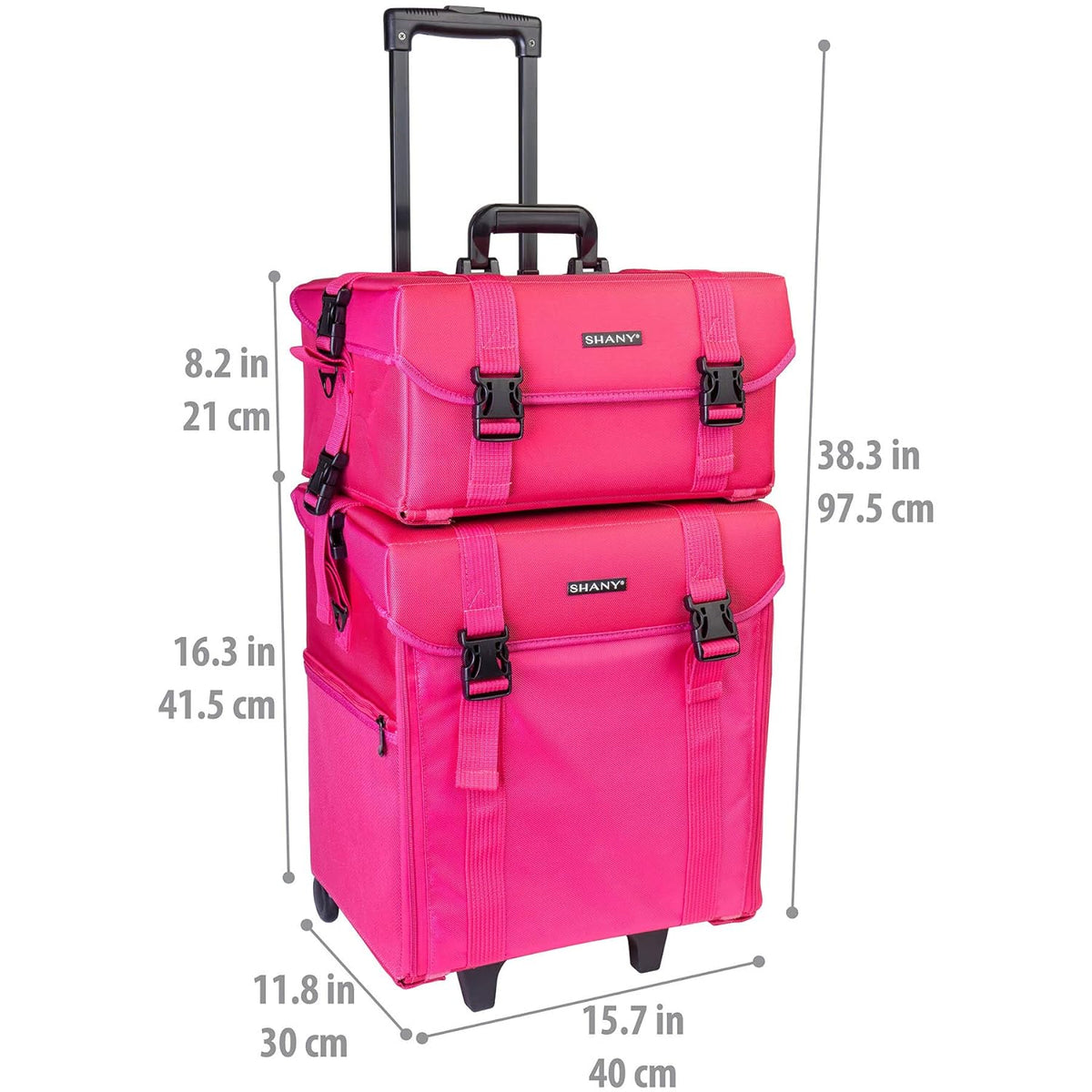 Azabache Black Vinyl Cosmetic Case with Wheels - Make-up Travel Bag