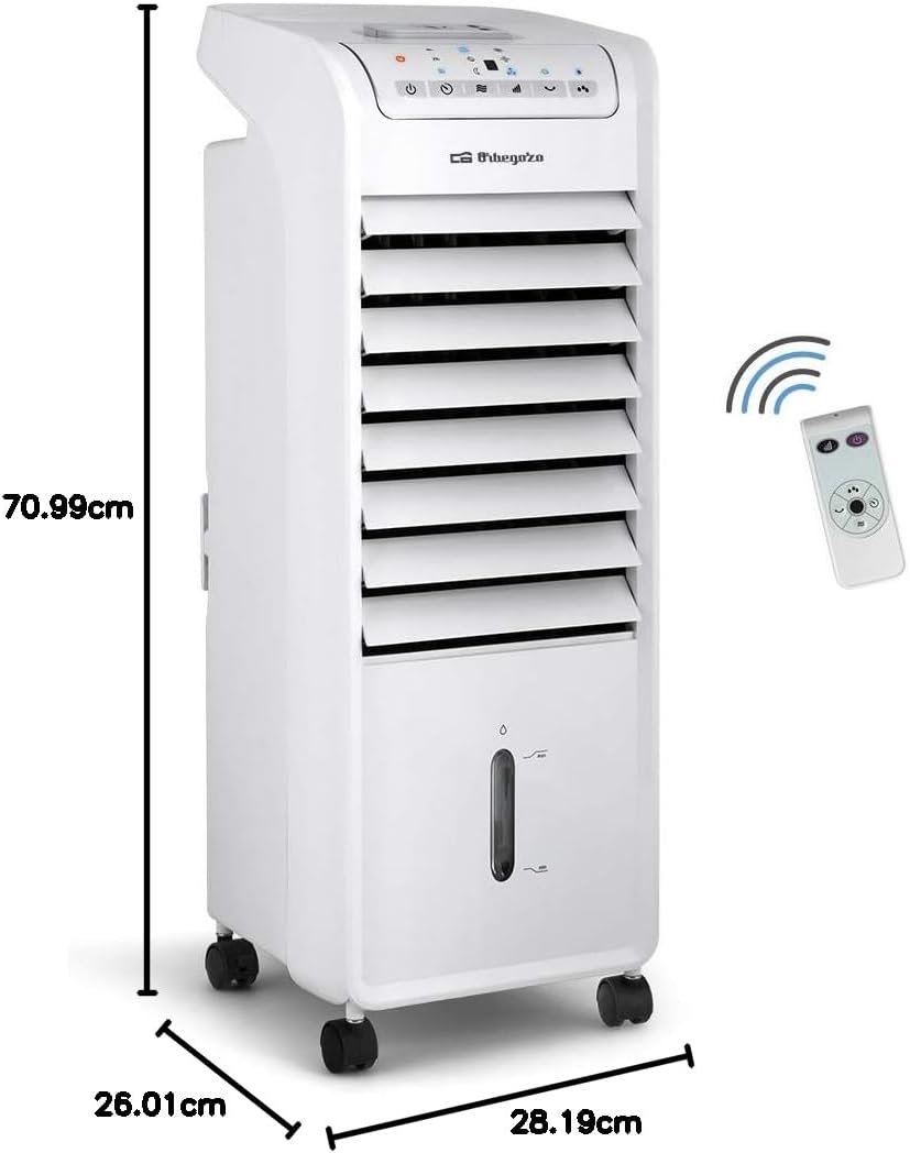 Air 46 Evaporative Orbegozo 3 in 1 Air Conditioning, 3 Velocities, Timer, Cold accumulators, 6 L tank, Remoto control, Silent, 55 W, Plastic / Metal