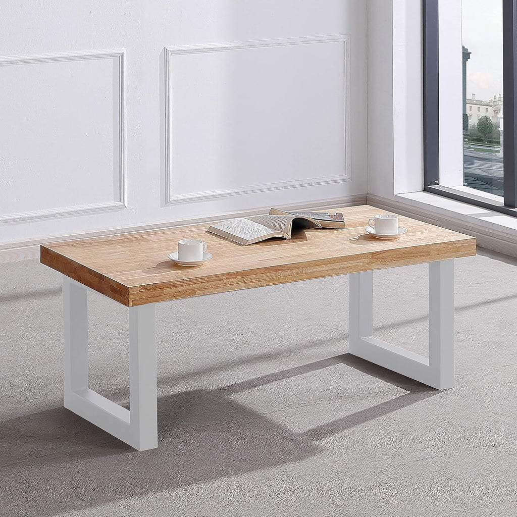 Duehome | Loft, Lifting Coffee Table, Dining Table, Oak and White Finish, Measures: 120 cm (L) x 60 cm (W) x 47.5/62 cm (H)