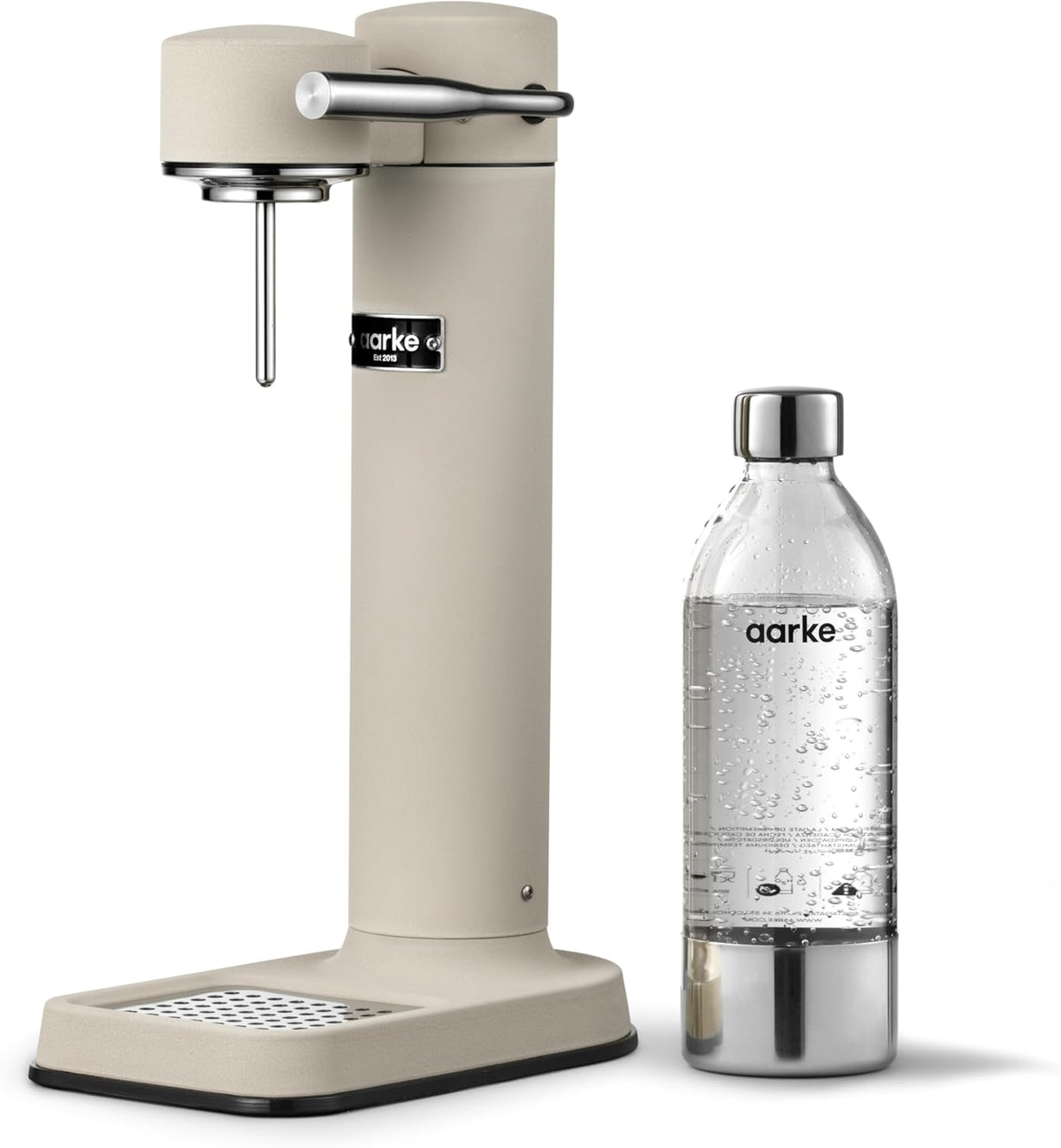 Aarke Carbonator 3, Water Gasifying Machine in Stainless Steel, includes Two Bottles (800ml), Black Finished