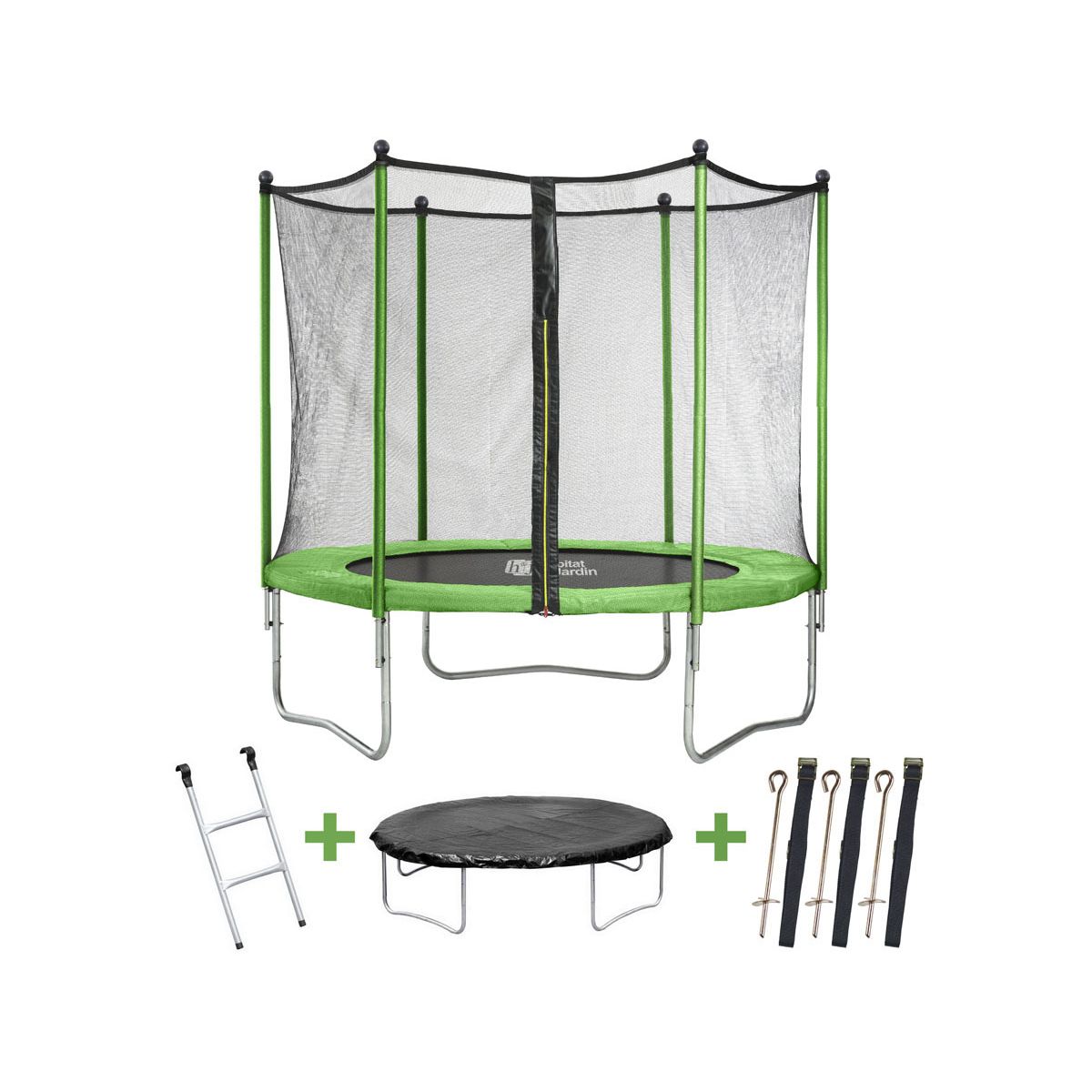 Trampoline "yoopi 2" - Ø 1,80 M - With Red + Escalera + Cover + Anchor Kit
