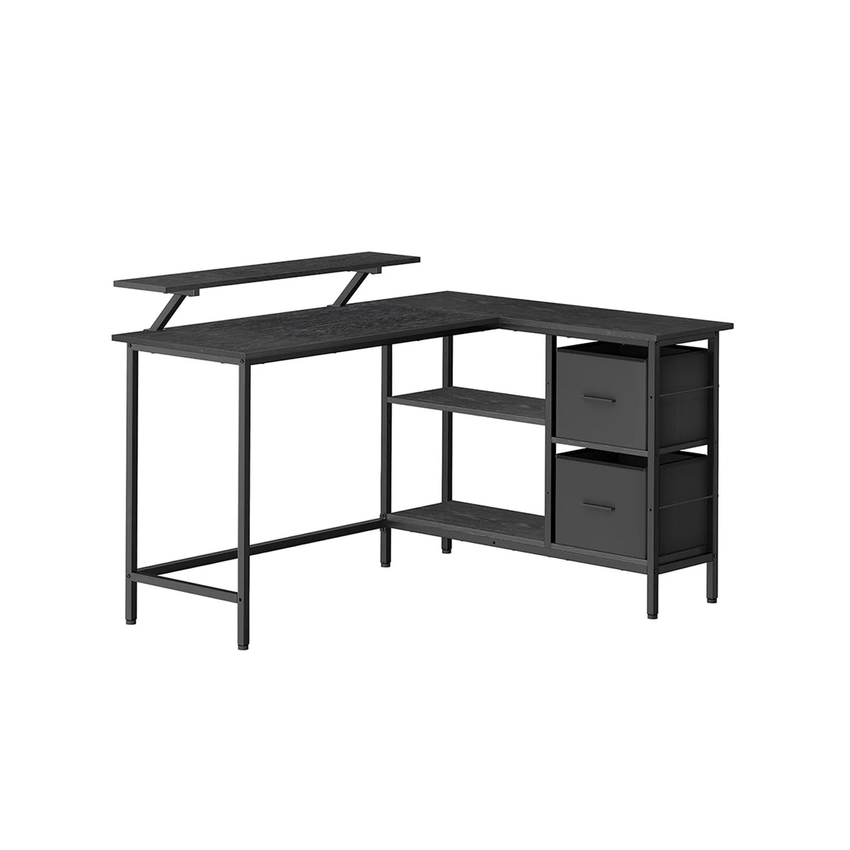 L-shaped desk with Spacious Boxes with Monitor Support