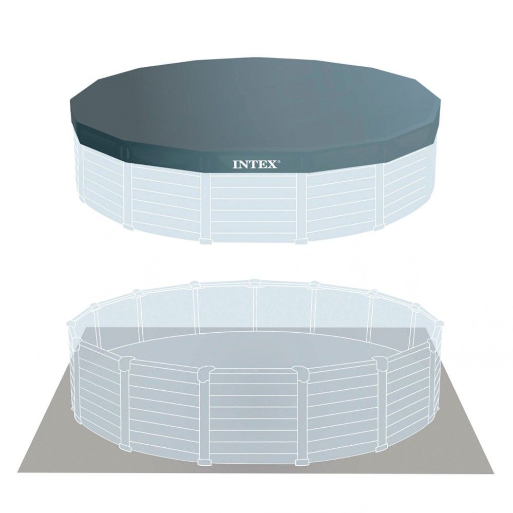 Dismountable Pool Tubular Circular Pvc 478x124 Cm Dark Grey Smart With Dish