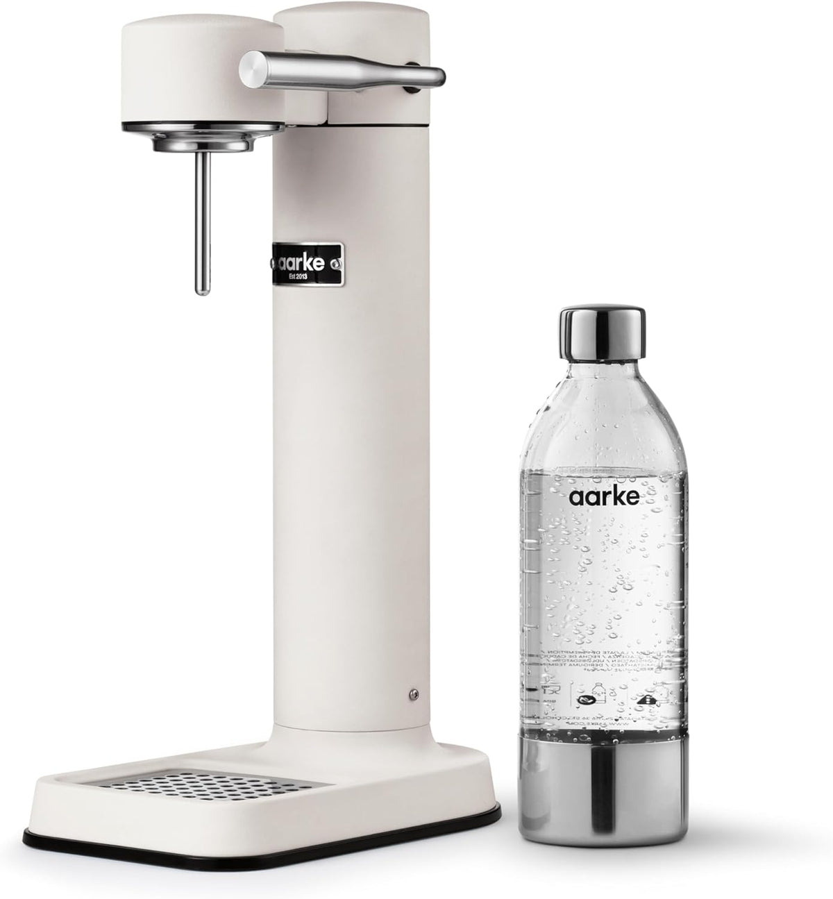 Aarke Carbonator 3, Water Gasifying Machine in Stainless Steel, includes Two Bottles (800ml), Black Finished