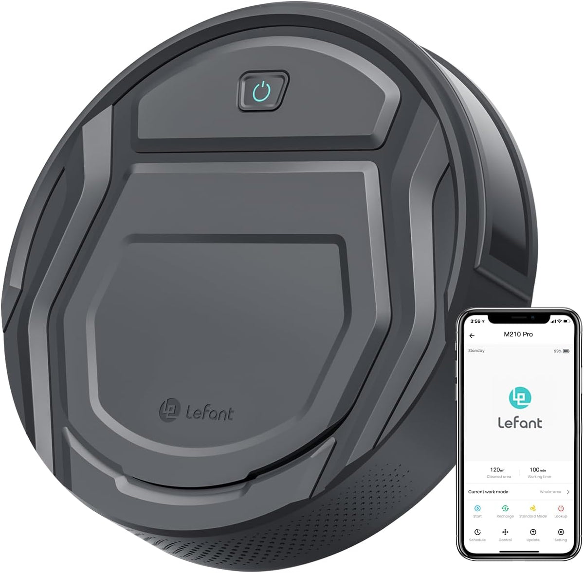 Robot vacuum cleaner LEFANT M210 Pro 2200Pa, 120 minutes of autonomy, WiFi / App / Alexa, Enhanced Anti-collision and Anti-fall sensor, Intelligent, Delgado and Silent Navigation, 6 modes of cleaning