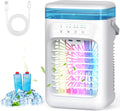 AIMIUVEI Mini Air Conditioning Portable, Air Friator 5 in 1, Fan with 1000 ml tank, 3 Velocities, 2 Nebulization modes, 2-4 hour timer, Refrigerator with 7 LED lights for Bedroom and Office