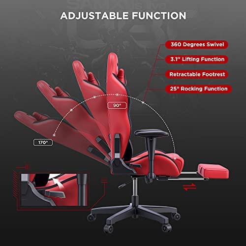 Office Chair Gaming AutoFull with Ergonomic Lumbar Support, Racing Style, PU Leather, High Backup, Swivel Chair Adjustable for PC