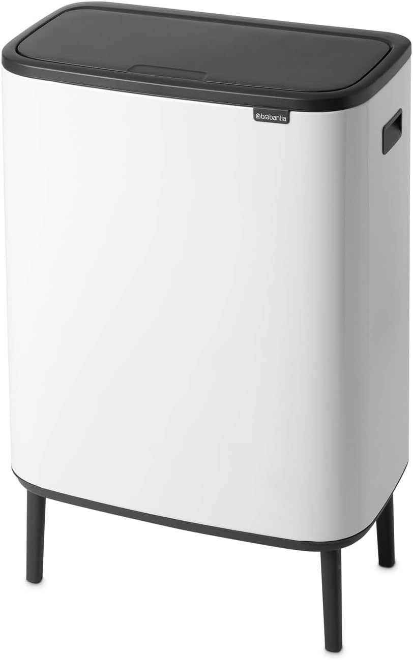 Brabantia Bo Hi Touch opening mechanism with one touch, Duct with legs 2 x 30L, white