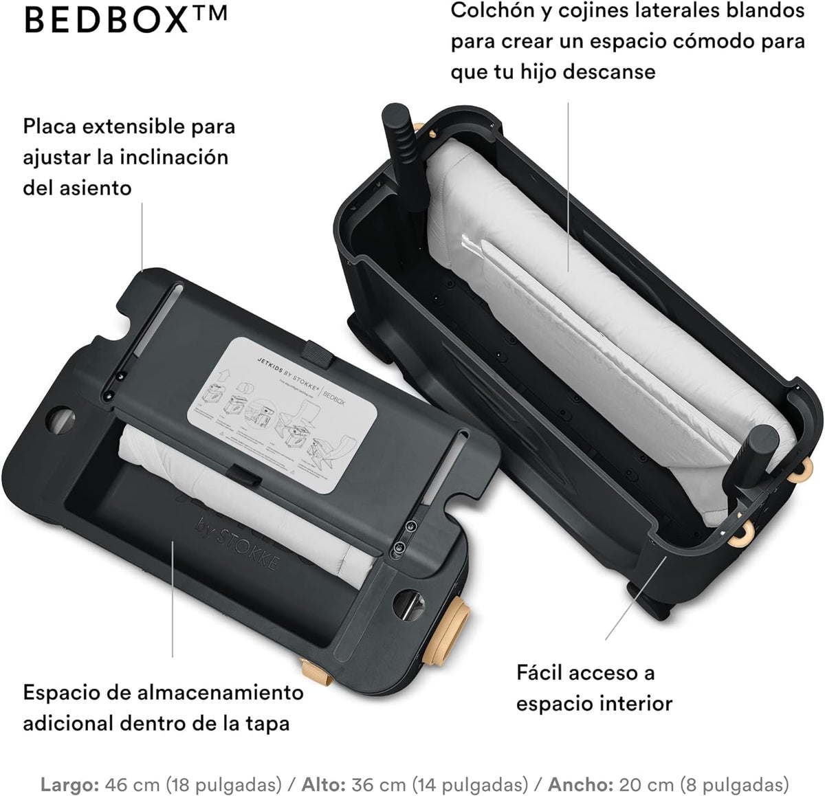 JetKids by Stokke Travel Bundle - Includes children's case for mounting with a flight bed + Crew backpack - Ideal for ages 3 to 7