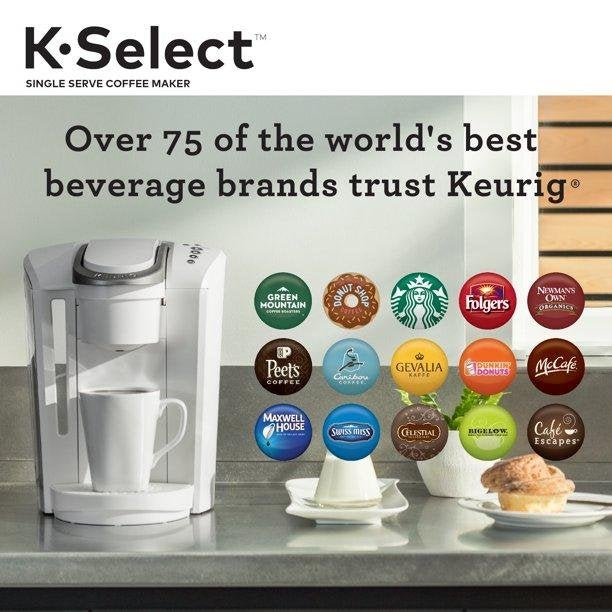 Keurig - K-Select Single cup coffee maker for K-Cup capsules - White Mate