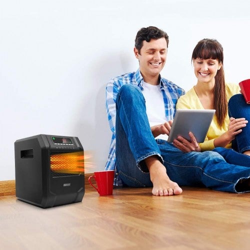 LIFE SMART Infrared Space Calefactor with 6 Quartz Elements, LED Digital Screen, Quick Warming with Remote and Timer Control, Thermostat System with Spin Protection and Overheating for the Home