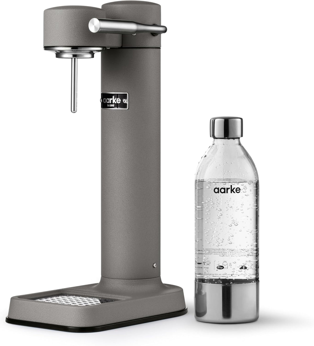 Aarke Carbonator 3, Water Gasifying Machine in Stainless Steel, includes Two Bottles (800ml), Black Finished