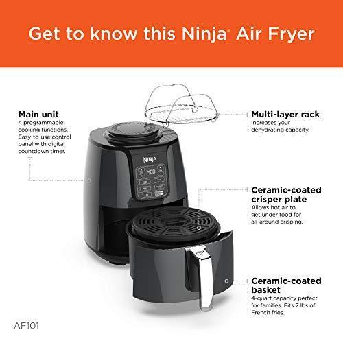 Air Freidora Ninja AF101, 4 Quarters, Black / Grey