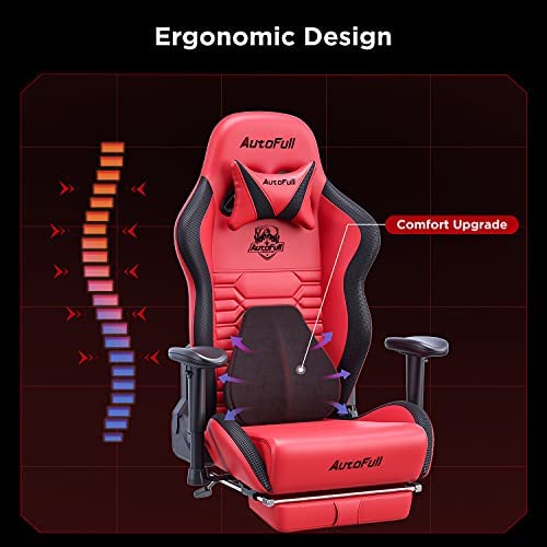 Office Chair Gaming AutoFull with Ergonomic Lumbar Support, Racing Style, PU Leather, High Backup, Swivel Chair Adjustable for PC
