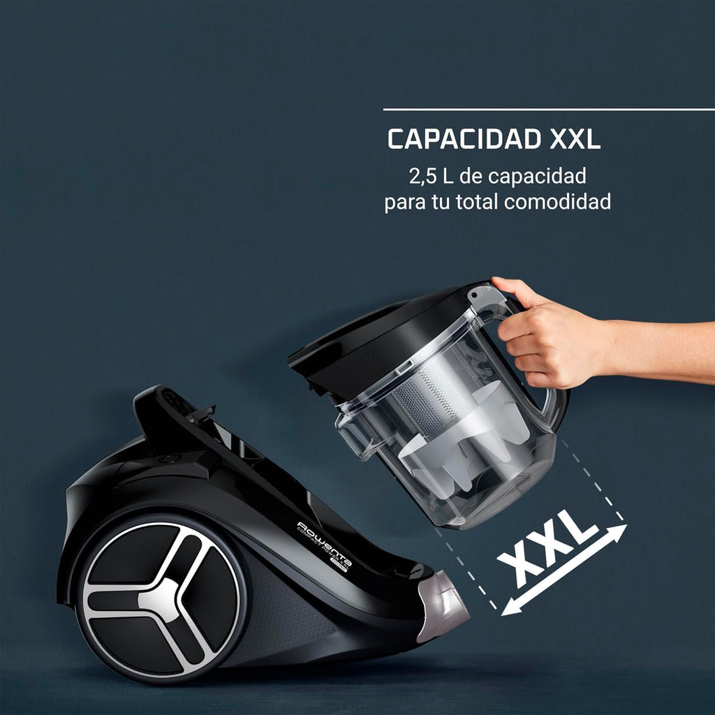 Rowenta Compact Power XXL Bag-free vacuum cleaner, 900W Energy-Efficient Motor, Advanced Cyclonic Filtration, 2.5L Large Extra Deposit, Compact, Classic Kit, RO4B23 Model