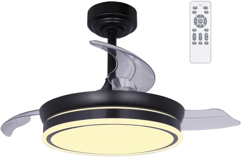 wonderlamp - LED Pearl Mini LED Light Fan, Retractable Asps, Very Silent DC Motor, 3 Adjustable Color Temperatures, 46W, White