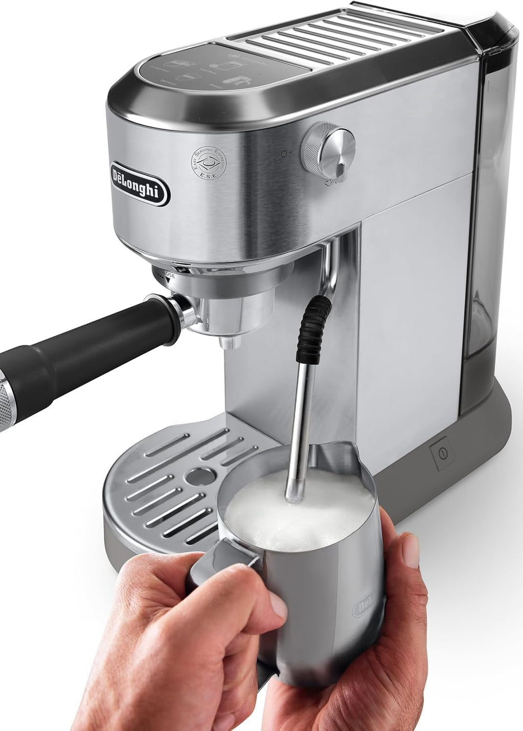 De 'Longhi Dedica - Inoxable Steel Pump Coffee Coffee Coffee Coffee, Espresso and Capuchino, 1.3 Litre Deposit, Antidote System, EC685.M Model, Metal Color