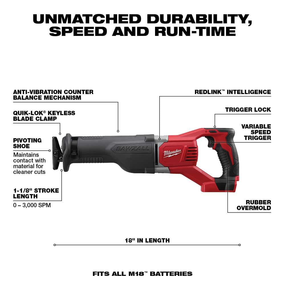 18V M18 wireless combined kit with lithium battery (6 tools) with two 3.0 Ah batteries, 1 charger, 1 tool bag 2696-26