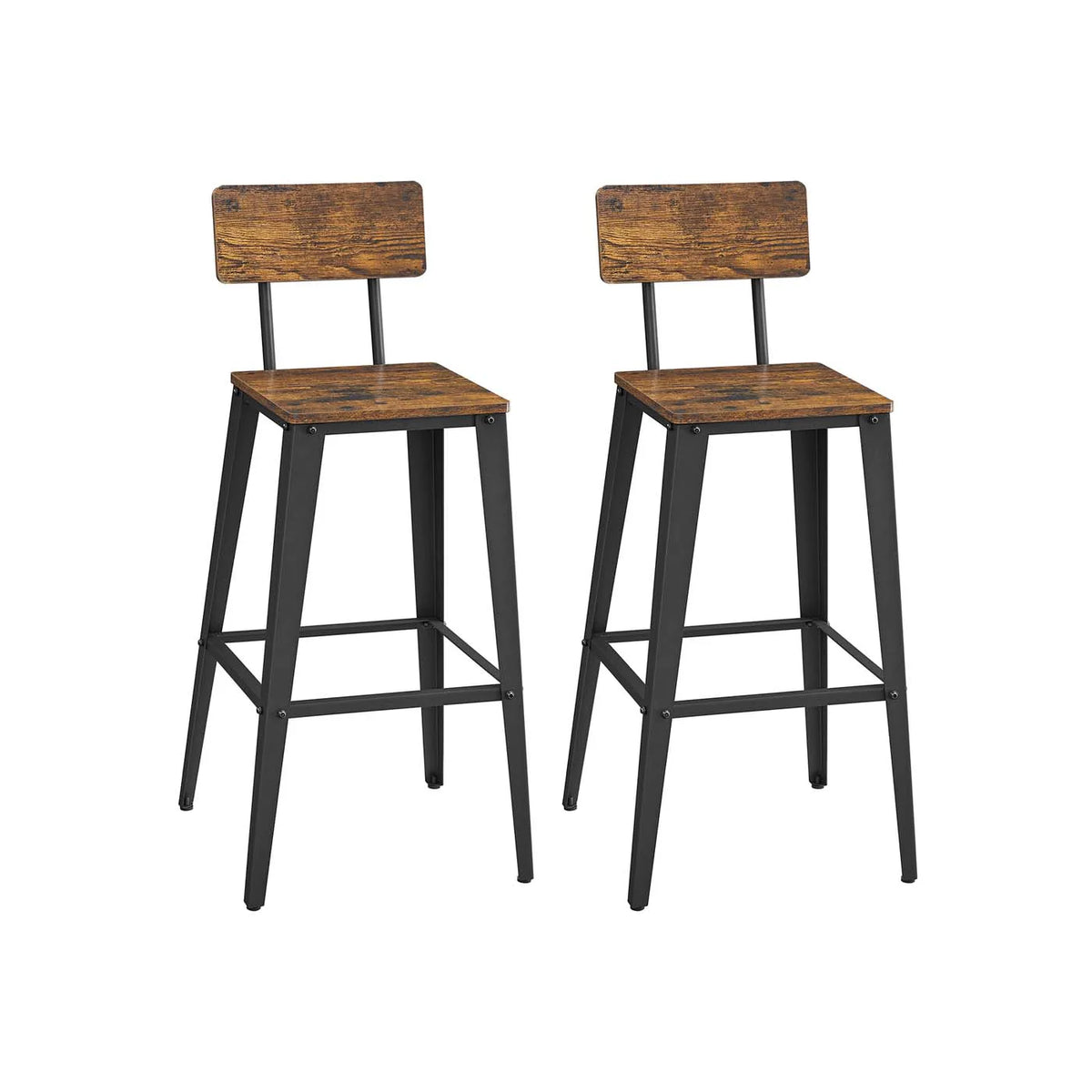 Set of 2 Bar Stones with Industrial Backup Rustic and Black Brown