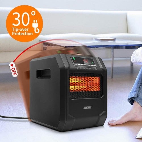 LIFE SMART Infrared Space Calefactor with 6 Quartz Elements, LED Digital Screen, Quick Warming with Remote and Timer Control, Thermostat System with Spin Protection and Overheating for the Home