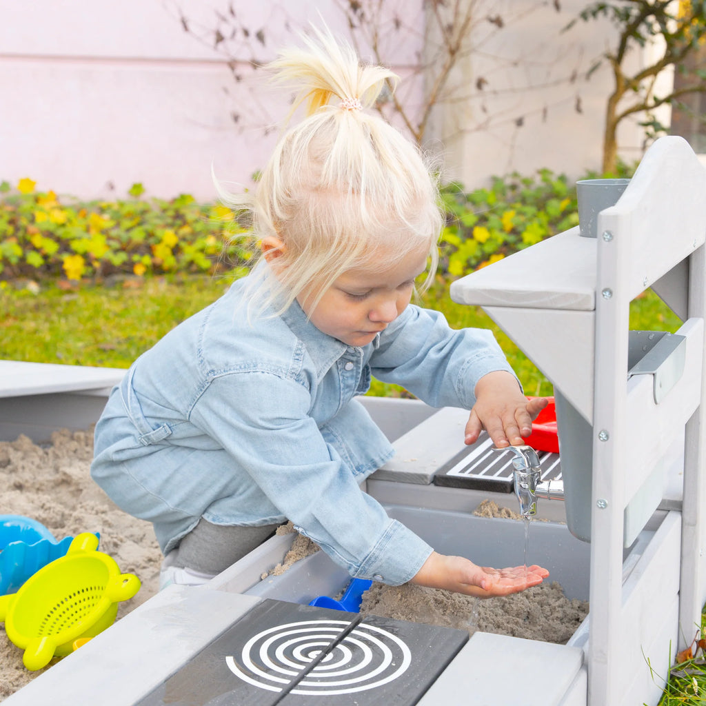 Outdoor play kitchen with accessories - FSC certified wood - Engraving grey finish