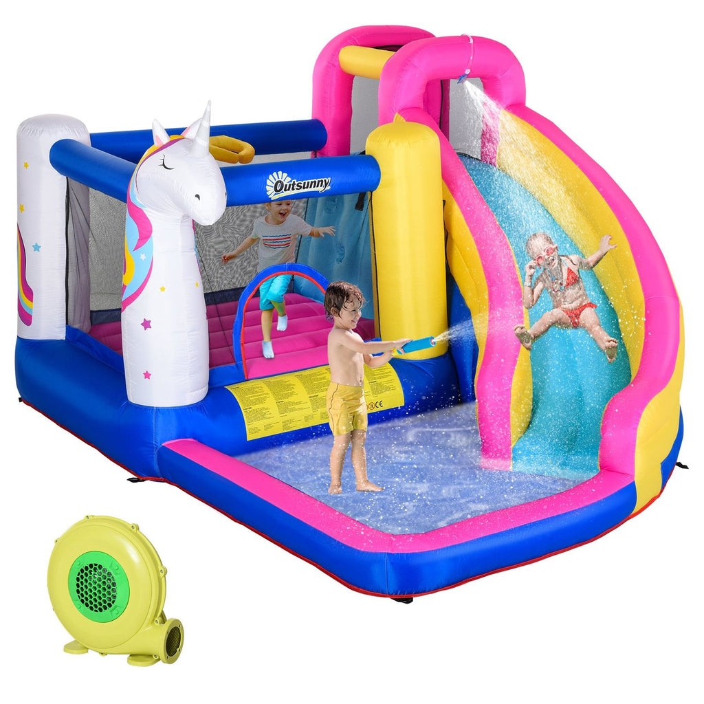 Children's Hincting Castle With Tobogan and Uutunny Multicolor Pool