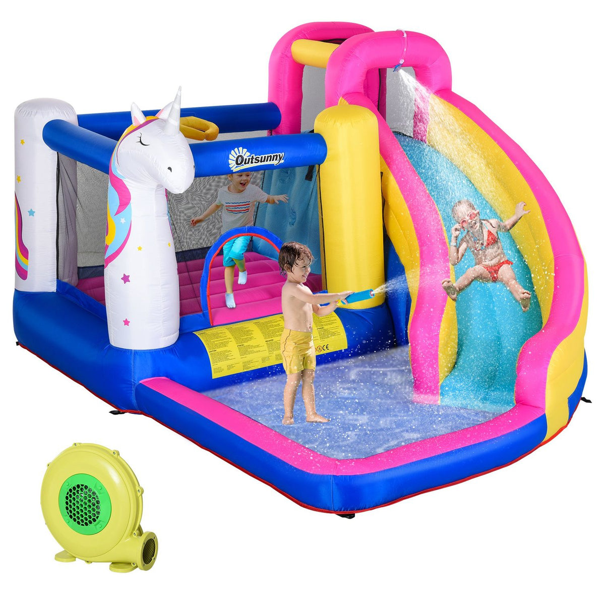 Children's Hincting Castle With Tobogan and Uutunny Multicolor Pool