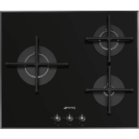 Gas Plate Smeg PV163B3 - 3 Fuses, 60cm, Founded Iron, Black