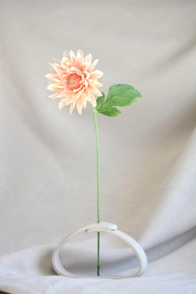 Crepe paper flowers, peach dalia, bouquet of realistic flowers