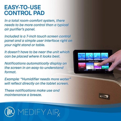 Measurement MAC-440 Luxury Spa 4 in 1 Air Purifier - 124; Humidifier - 124; Wireless Tablet with Sonic Landscapes - 124; Filtration of Medical Grade H13 for 55 m ².