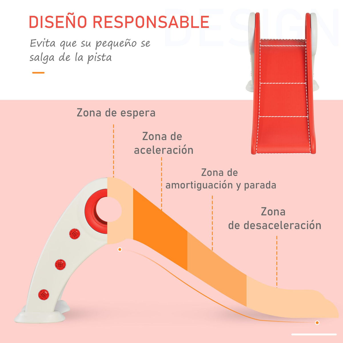 Children's Tobogan with Stairway and Red Ramp Homcom