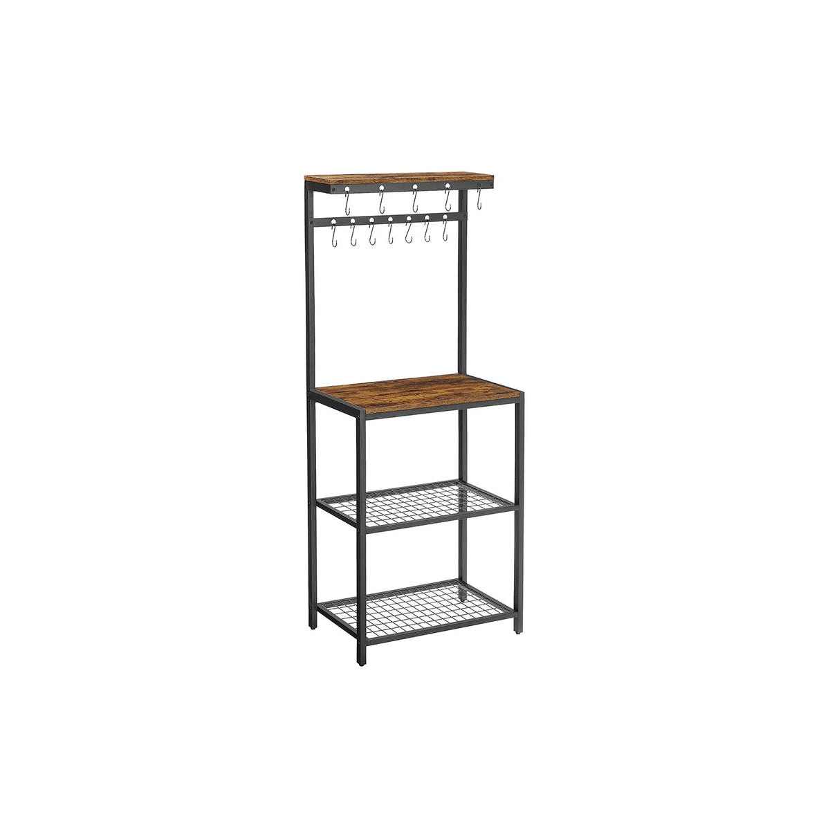 Stable kitchen shelves with 12 hooks
