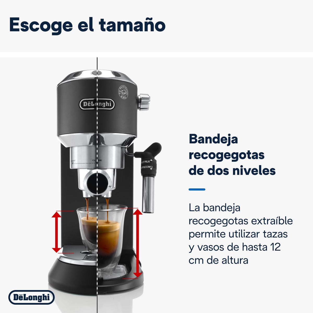 De 'Longhi Dedica - Inoxable Steel Pump Coffee Coffee Coffee Coffee, Espresso and Capuchino, 1.3 Litre Deposit, Antidote System, EC685.M Model, Metal Color