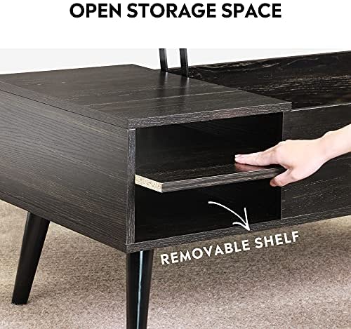 WLIVE Centre table with high cover, Hidden compartment and Adjustable storage shelf