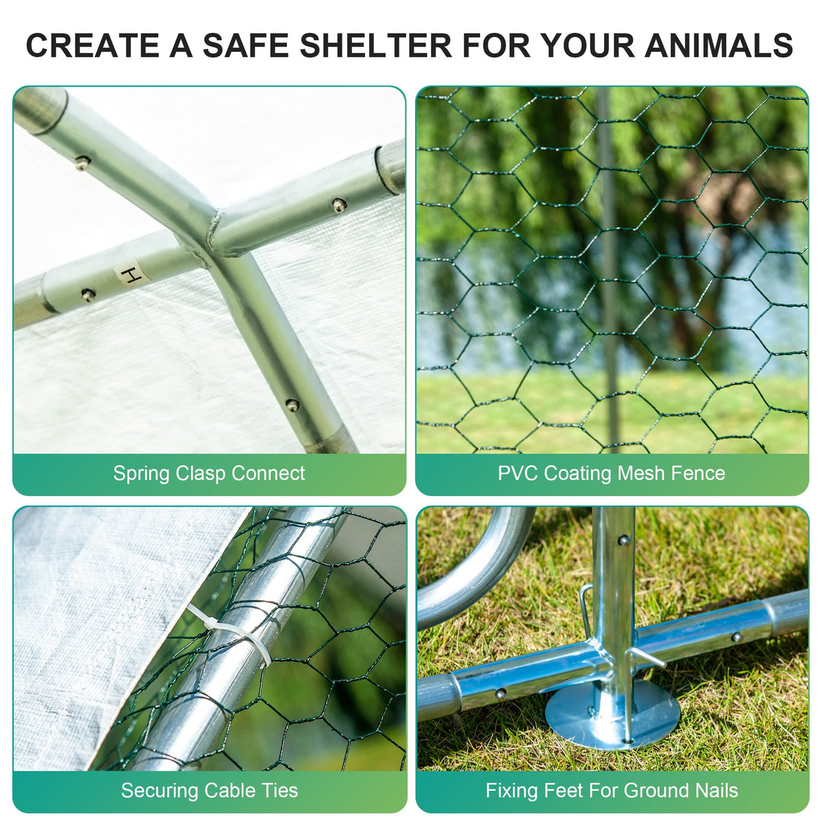 Grand Metal Chicken for 16 Chickens, Spire-shaped Bird Cage, Waterproof and Anti-Ultraviolet Cover for Outer Use in the Patio or Farm