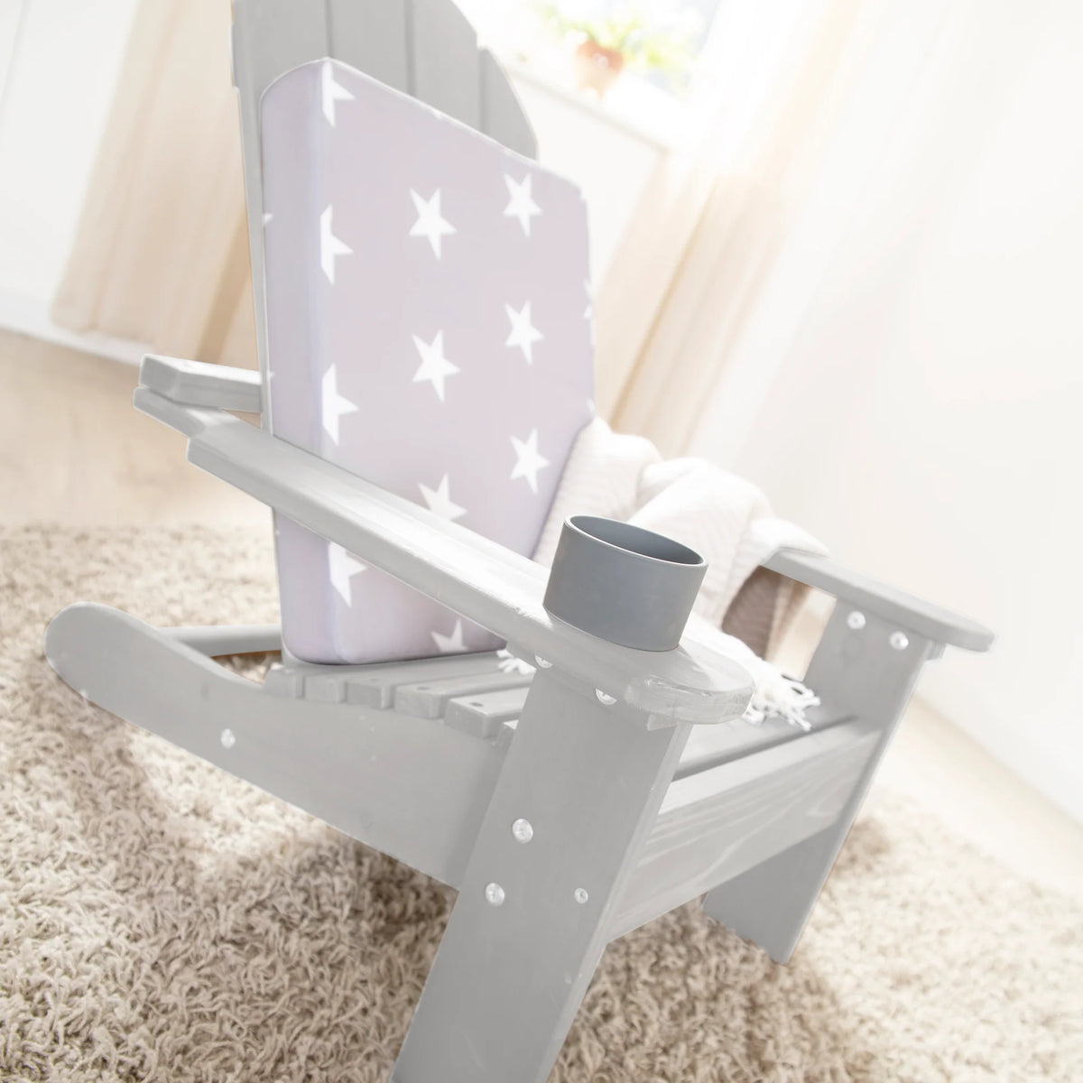 Children's outdoor chair "Beach chair" - FSC certified wood chair - Engraving grey finish