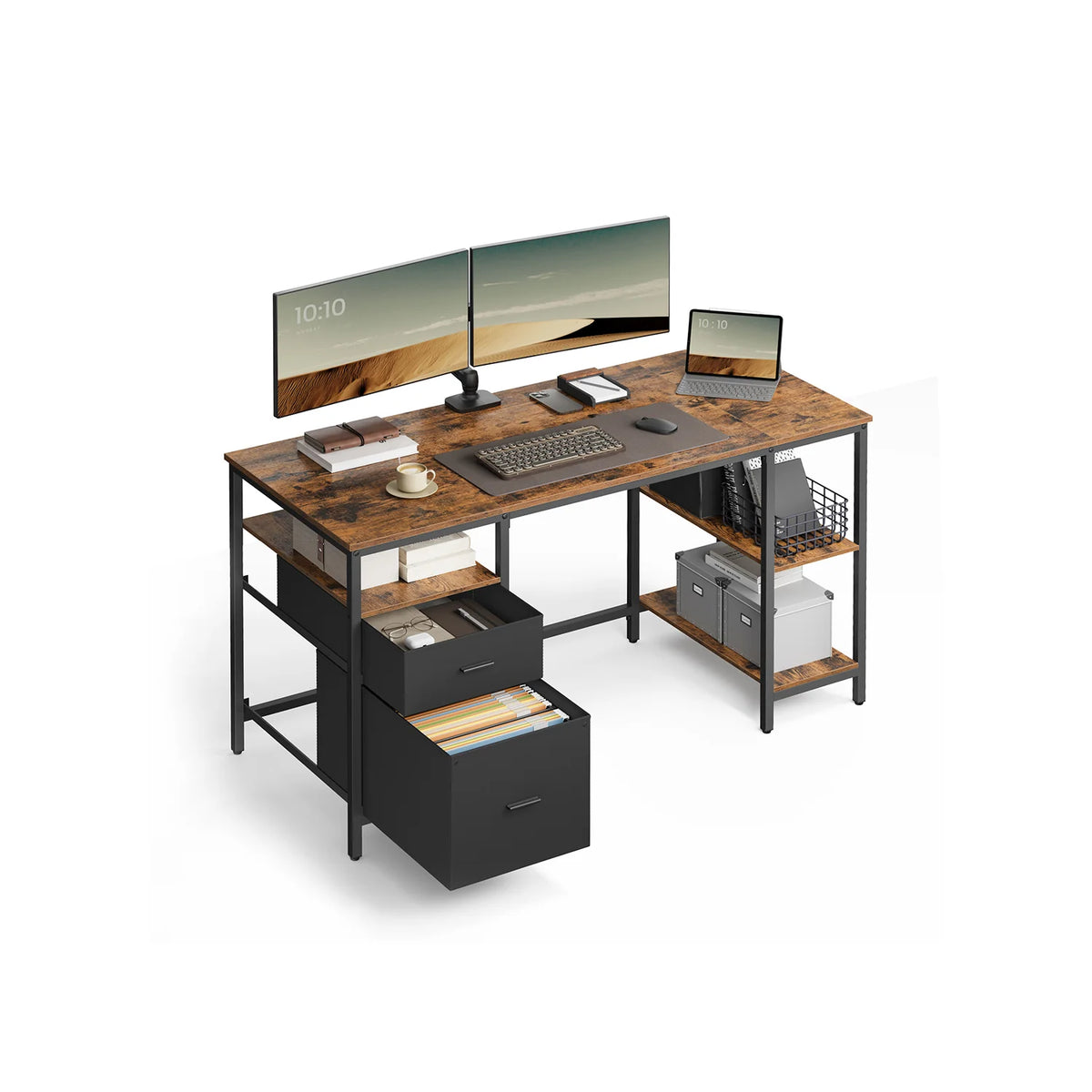 Desktop with 3 shelves 2 Cajonese