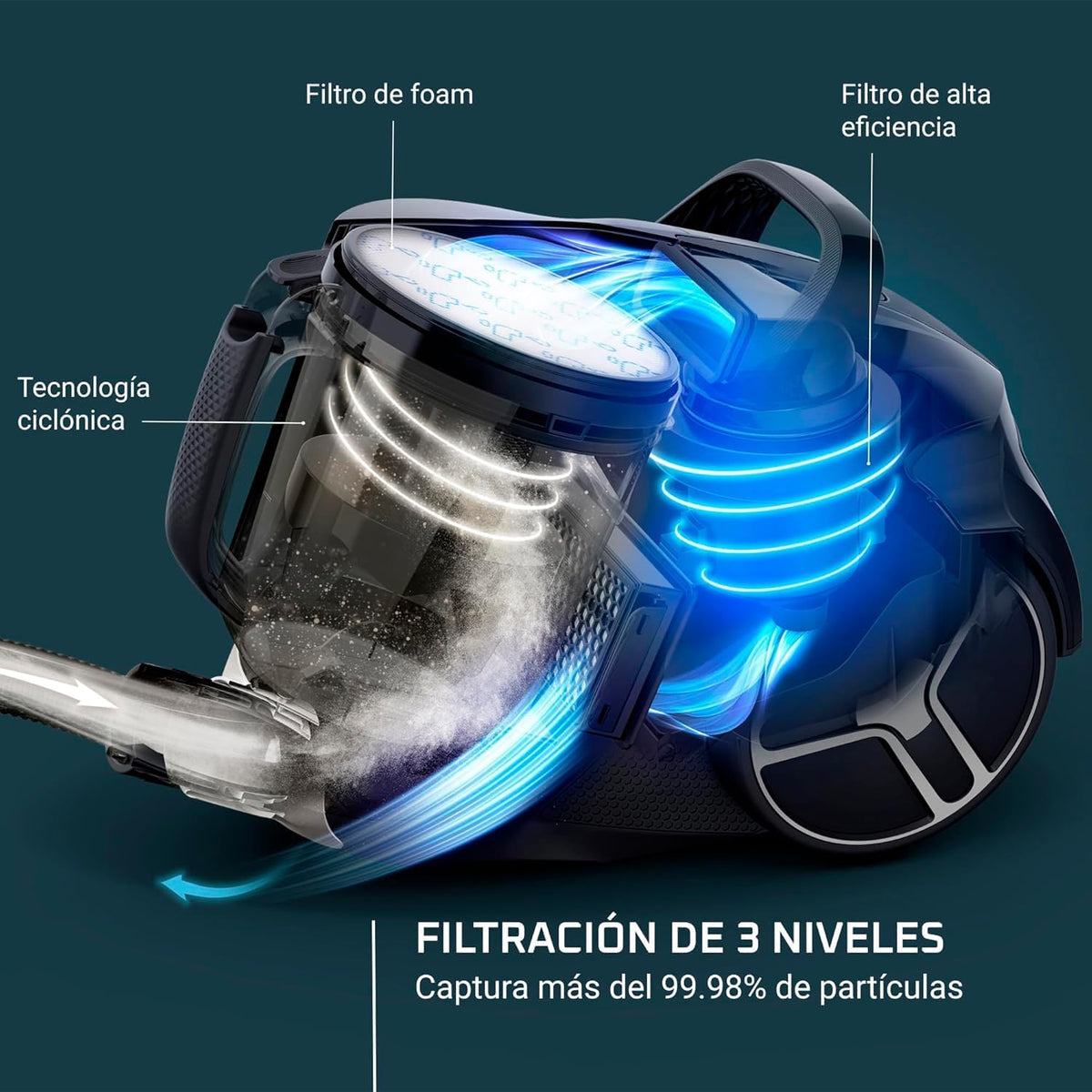 Rowenta Compact Power XXL Bag-free vacuum cleaner, 900W Energy-Efficient Motor, Advanced Cyclonic Filtration, 2.5L Large Extra Deposit, Compact, Classic Kit, RO4B23 Model
