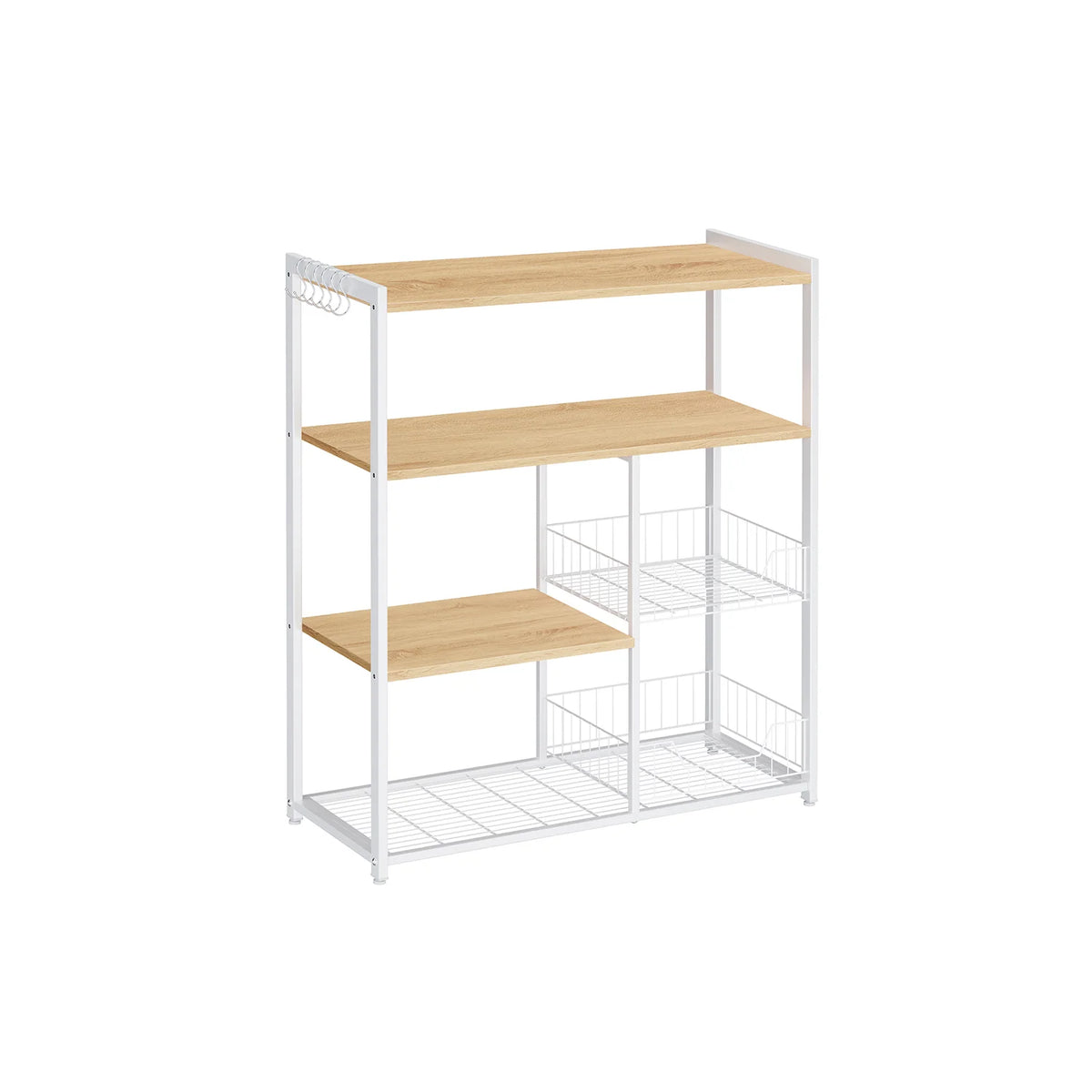 Stairway of Kitchen with Metallic Mesh Baskets with Stations and Hugs