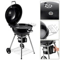 Portable 22 "teapot-style coal grill for barbecue, camping, garden and outdoor kitchen