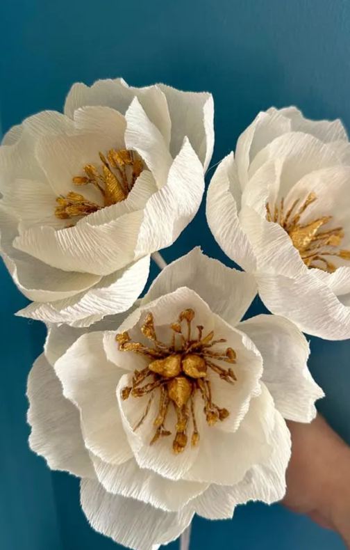 Crepe paper flowers, open peony, wedding decoration