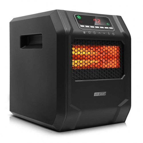LIFE SMART Infrared Space Calefactor with 6 Quartz Elements, LED Digital Screen, Quick Warming with Remote and Timer Control, Thermostat System with Spin Protection and Overheating for the Home