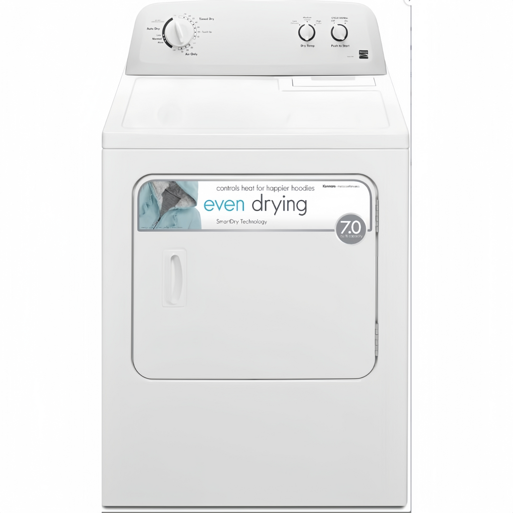 Kenmore Electric Dryer of 29 ″ Border Load with Wrinkle Guard Technology and Total capacity of 7.0 Cubic feet, White