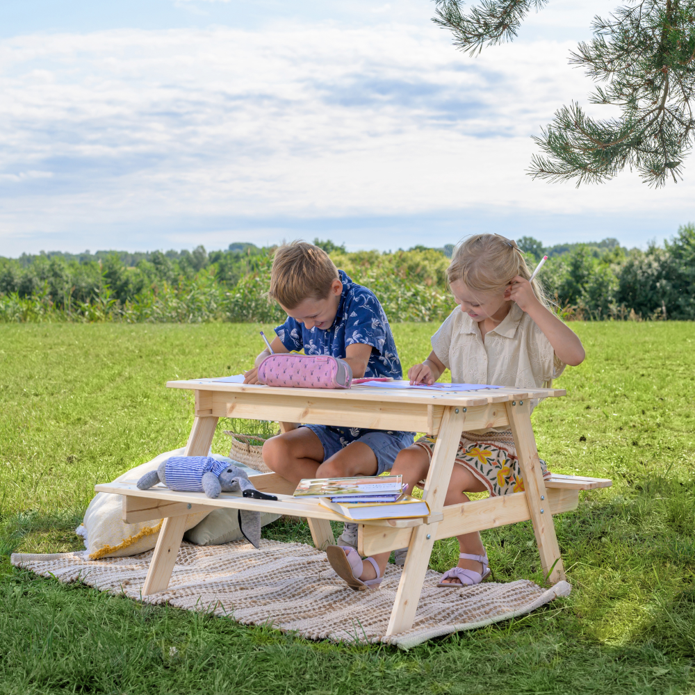 Children's Picnic Table with Incorporated Box to Play - 90x90xa50 Cm Timbela M010-1