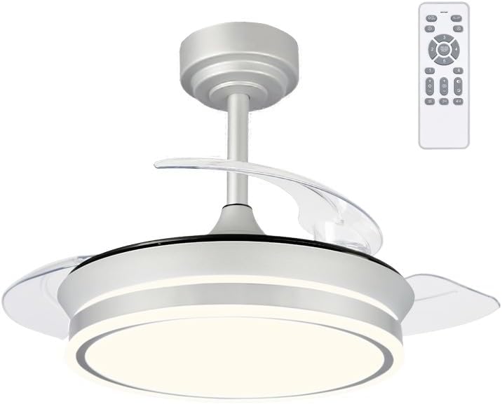 wonderlamp - LED Pearl Mini LED Light Fan, Retractable Asps, Very Silent DC Motor, 3 Adjustable Color Temperatures, 46W, White