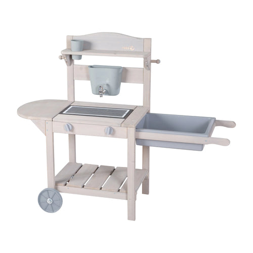 "Mud & Play BBQ" game mobile kitchen for children - FSC certified wood - Engraving grey finish