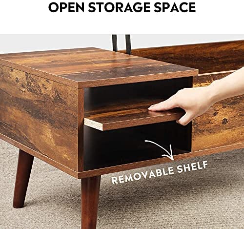 WLIVE Centre table with high cover, Hidden compartment and Adjustable storage shelf